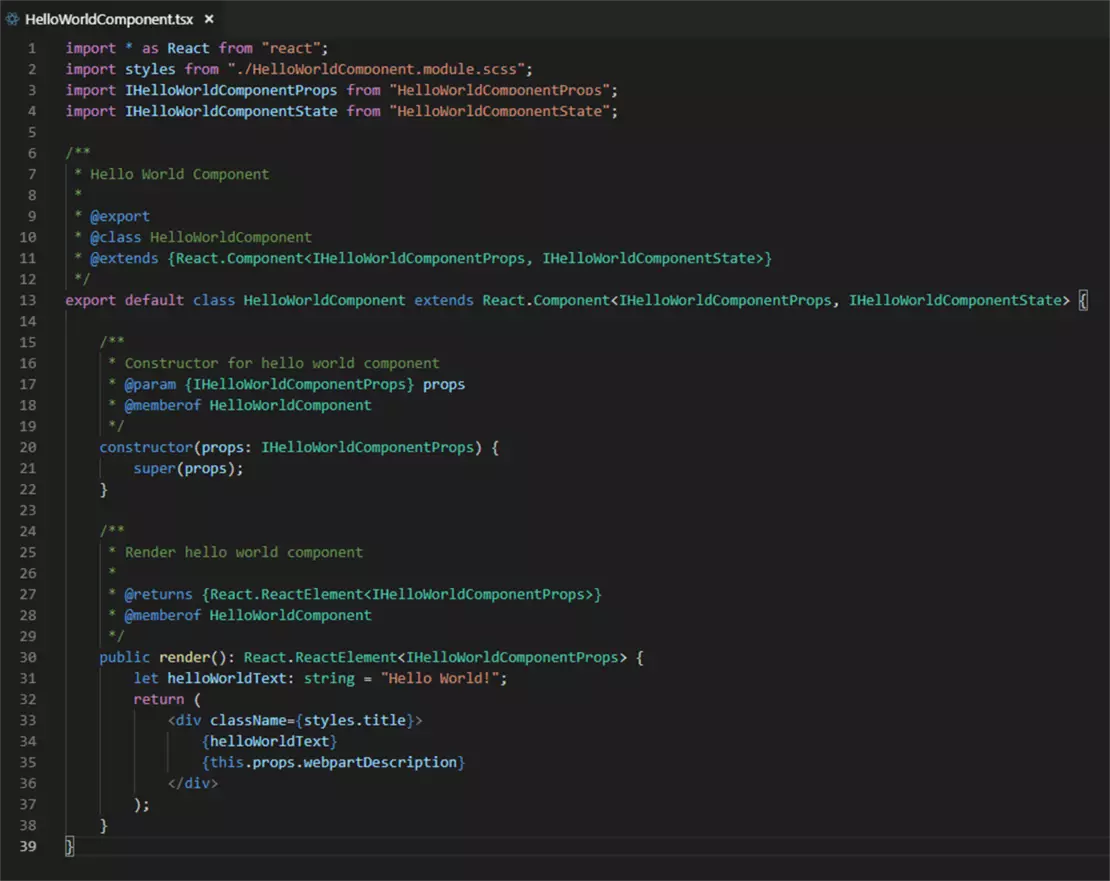 Screenshot Code React Komponente 
