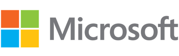 Logo von microsoft mit Signet und Firmenname als Schriftzug