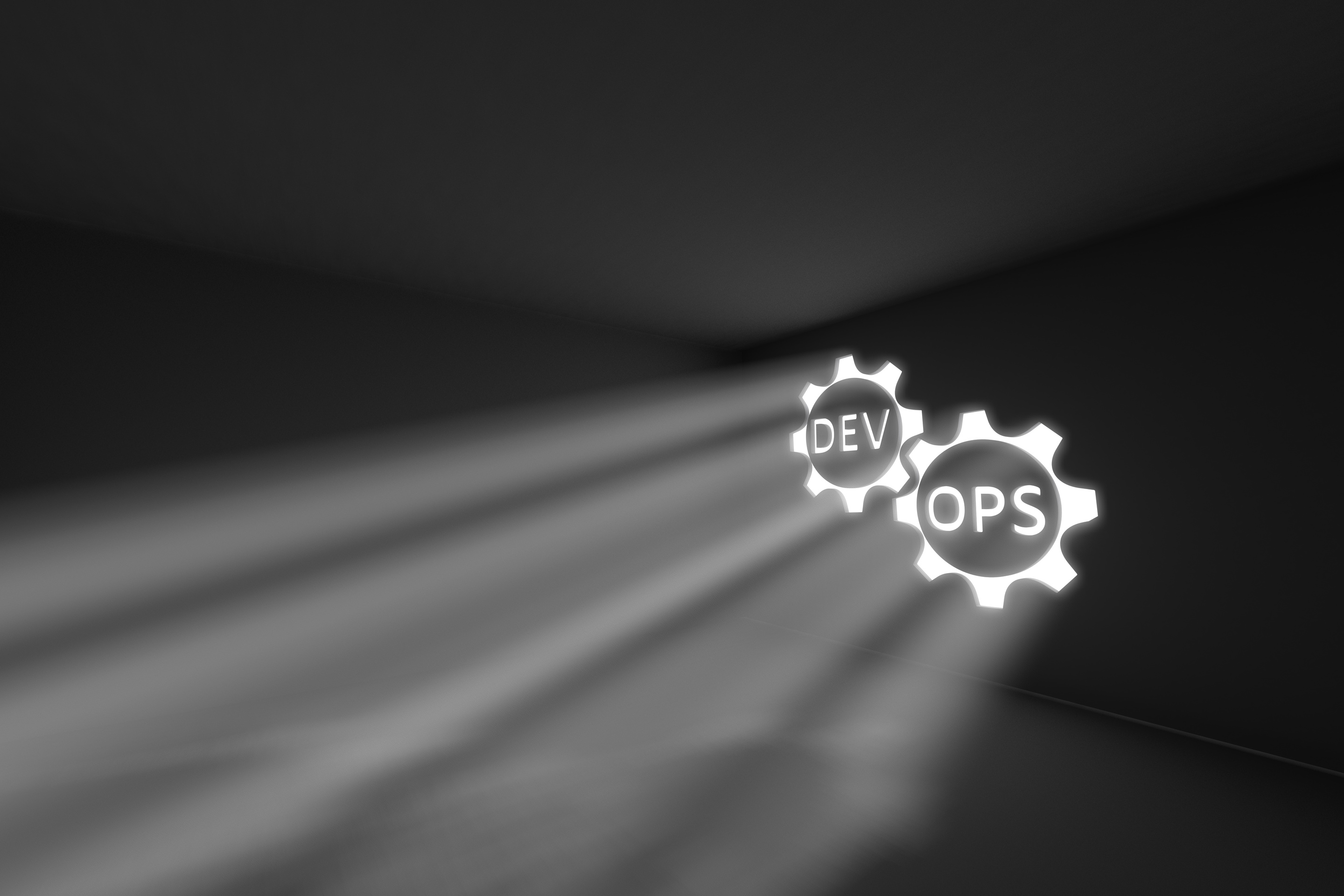 DevOps rays volume light concept 3d illustration